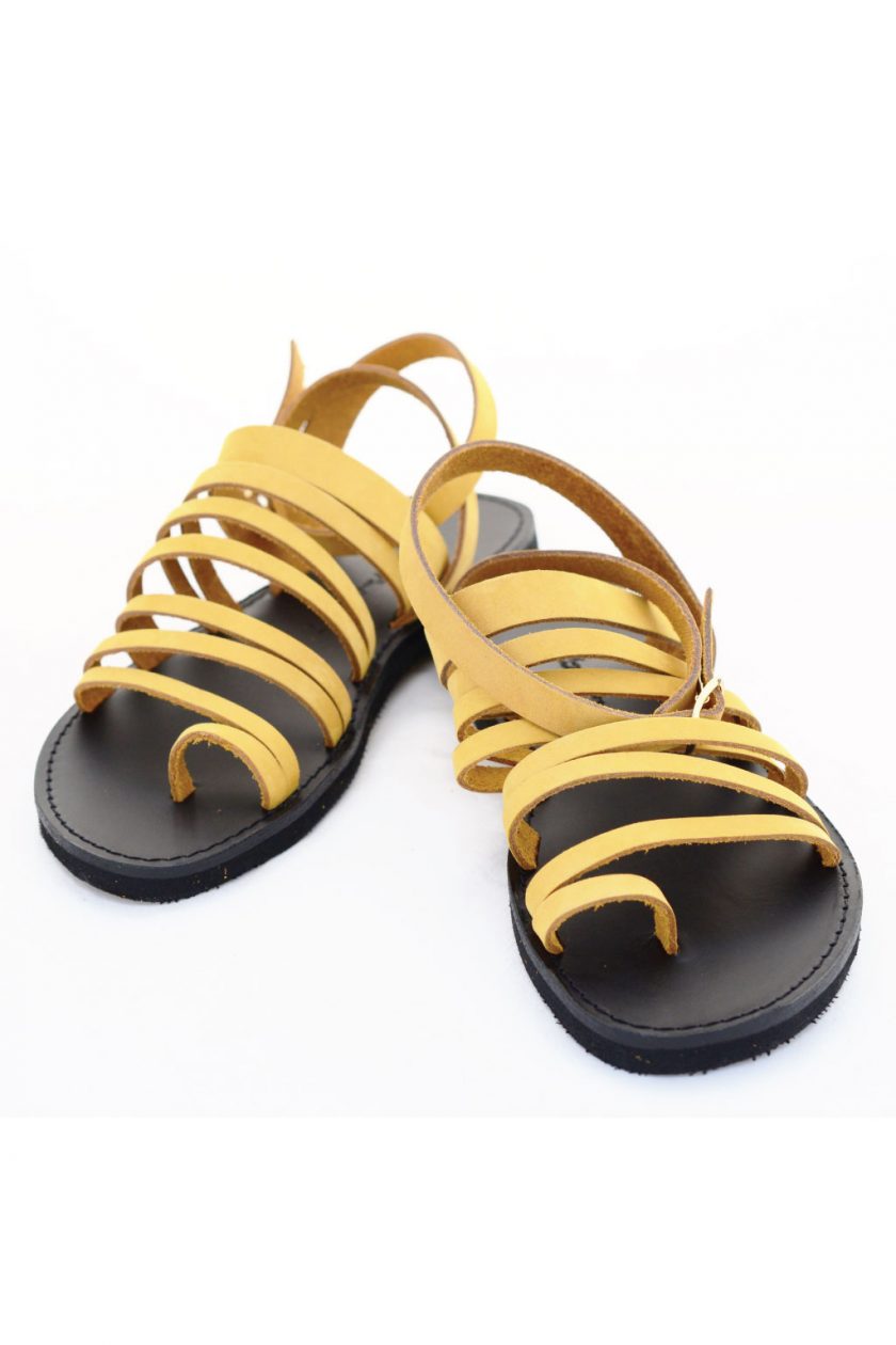 Sandale piele naturală FUNKY FIT, galben - muștar